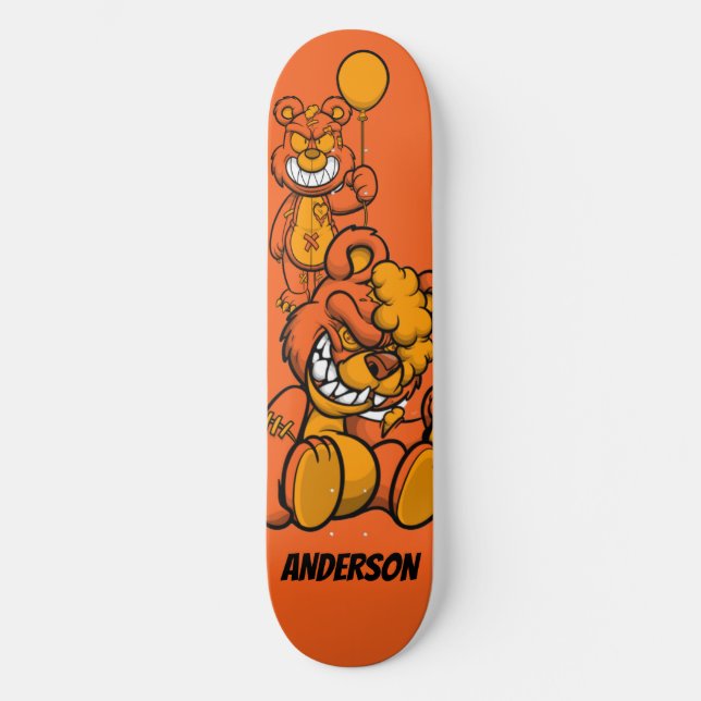 Skateboard Personalisiert Orange Teddies (Vorderseite)