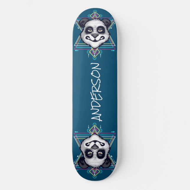 Skateboard Personalisiert Panda Kopf Sacred Geomet (Vorderseite)