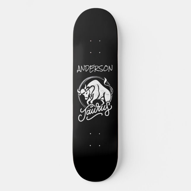Skateboard Personalisiertes Zodiac Sign Bull Logo (Vorderseite)
