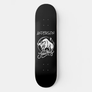 skateboard Personalized Zodiac Sign Bull Logo