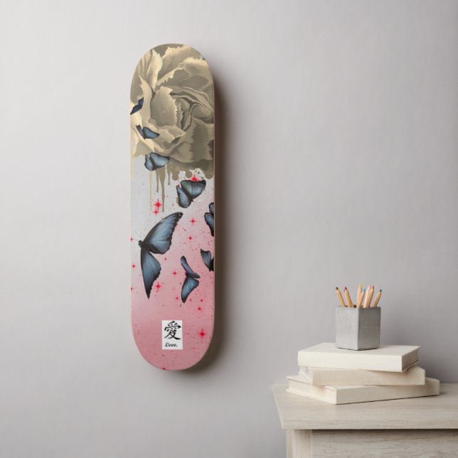 SKATEBOARD POPPIES UND BLAUE SCHALTFLÄCHEN (Wandkunst)