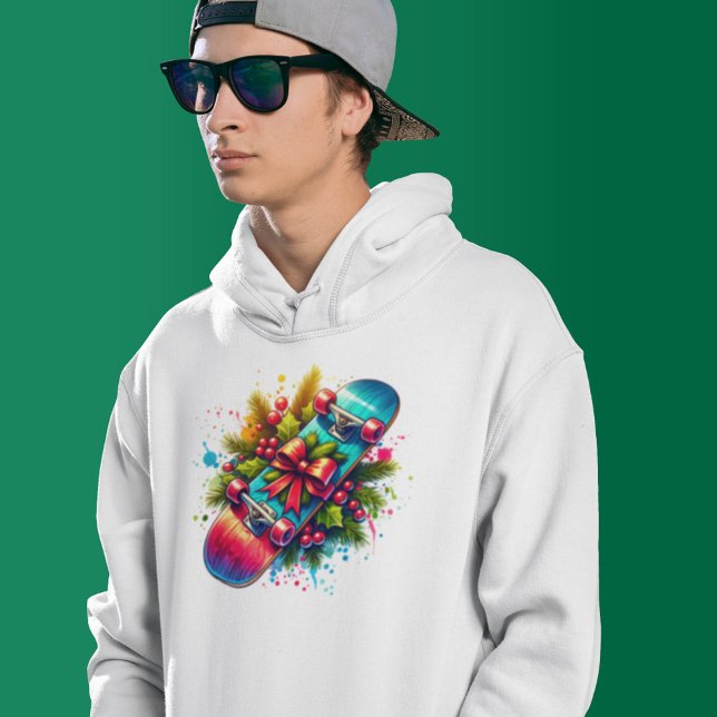 Skateboard Red Bow Pine Branches Hoodie (Von Creator hochgeladen)