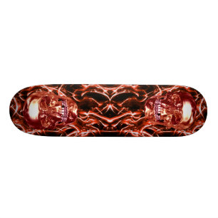 Skateboard Red Chrome Skulls