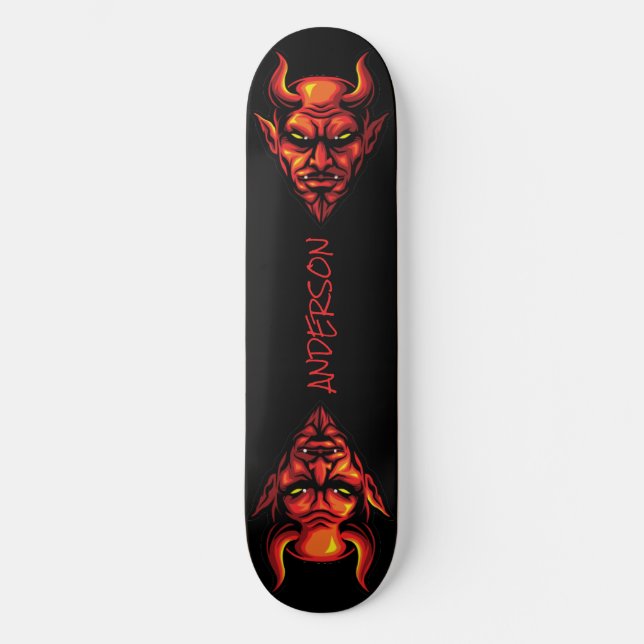 Skateboard Red Devil Head mit Horns (Vorderseite)