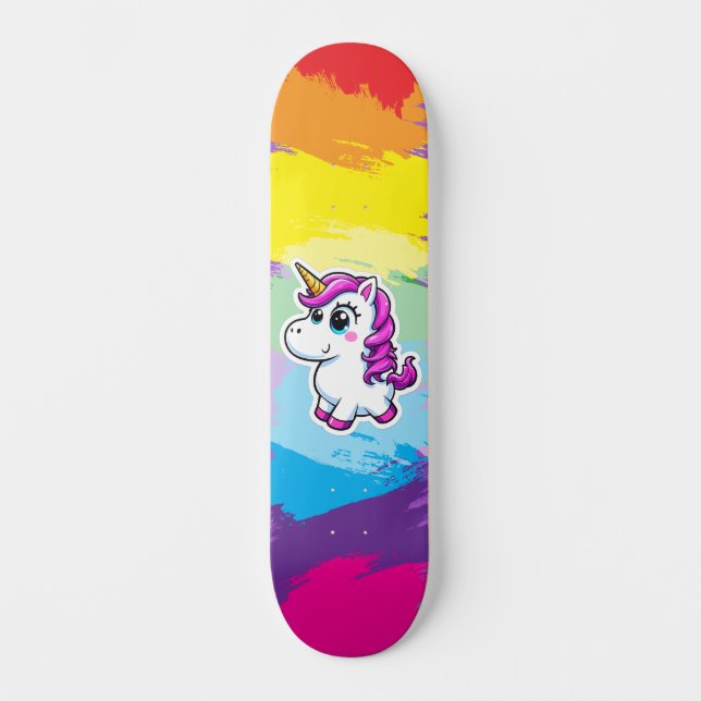 Skateboard-Regenbogeneinhorn Skateboard (Vorderseite)