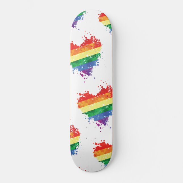 Skateboard - Regenbogenherz (Vorderseite)