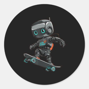 Skateboard-Roboter-Kostüm für einen coolen Look Runder Aufkleber