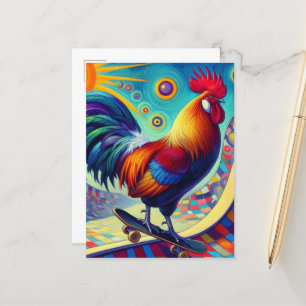Skateboard-Rooster Postkarte