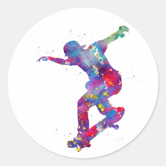 Skateboard Runder Aufkleber (Vorderseite)