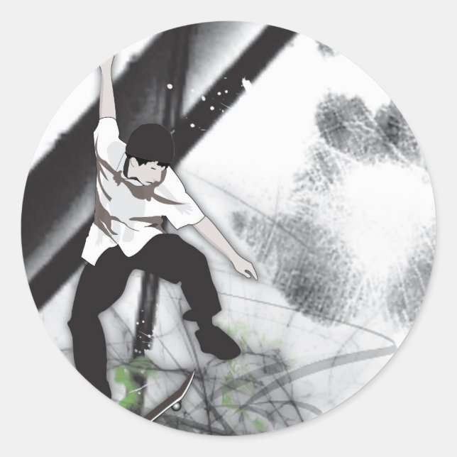 Skateboard Runder Aufkleber (Vorderseite)