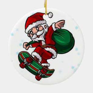 Skateboard Santa Claus Keramik Ornament
