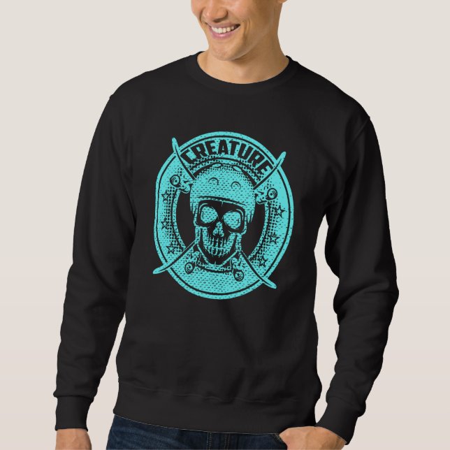 Skateboard-Schädel der Kreatur Sweatshirt (Vorderseite)
