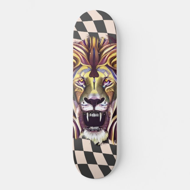 Skateboard Scheckte Retro Gold Löwe Augen (Vorderseite)