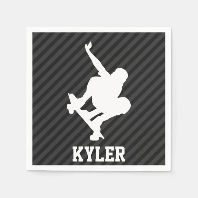 Skateboard; Schwarz und Dunkelgrau Streifen Serviette (Vorderseite)