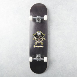 Skateboard Schwarze Piraten Flag Cross Bones Aufkleber