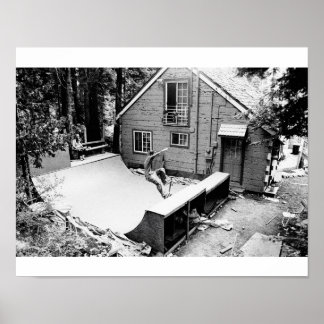 Skateboard, Schwarzweißdruck Poster