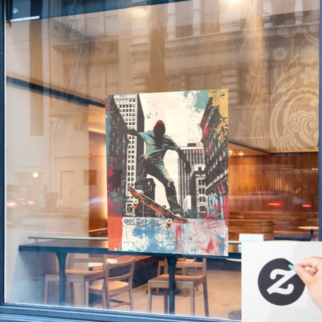 Skateboard-Shop Wandkunst Reiten Auf Einer Schiene Fensteraufkleber (Café-Fenster)