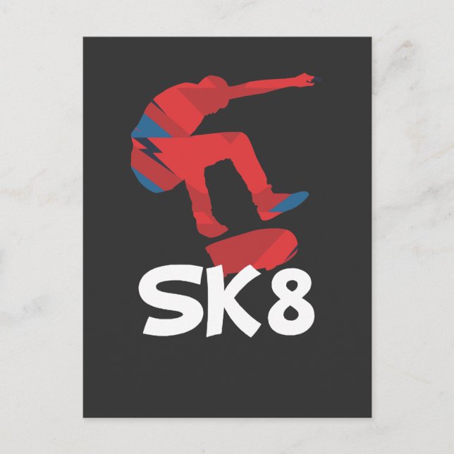 Skateboard Sk8 Skater Geschenk Postkarte (Vorderseite)