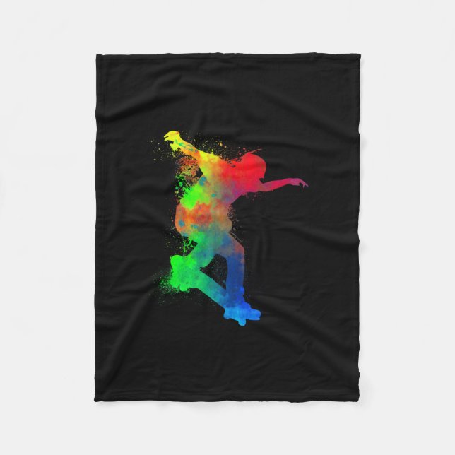 Skateboard Skateboarder - Moderne Kunst Skateboard Fleecedecke (Vorderseite)