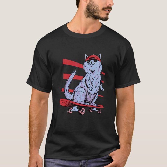 Skateboard Skateboarding Cat   T-Shirt (Vorderseite)
