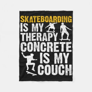 Skateboard Skateboarding Ist Meine Therapie Beton  Fleecedecke
