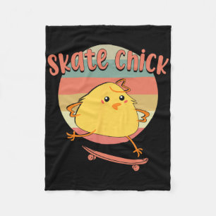 Skateboard Skaterin Mädchen Huhn Vintage 80er 90er Fleecedecke