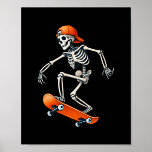 Skateboard-Skelett-Halloween-Kostüm Lustige Männer Poster