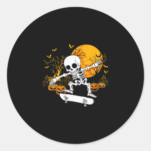 Skateboard-Skelett Halloween Skateboardfahren Skat Runder Aufkleber
