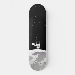 Skateboard Space Man Journey Moon Element