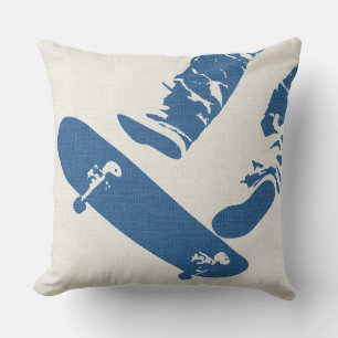 Skateboard-Sprung – Urbane Blau- und Weiße Jeans-O Kissen