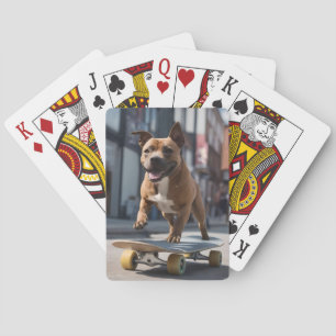Skateboard Stunt: Ein Staffy für unterwegs Spielkarten