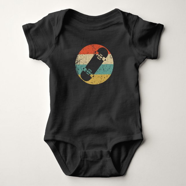 Skateboard-Symbol Retro-Skateboard Baby Strampler (Vorderseite)