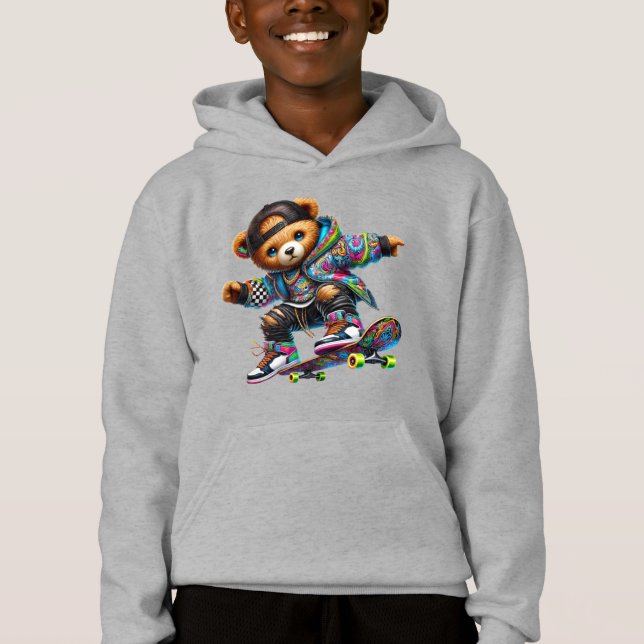 Skateboard-Teddy-Sweatshirt Hoodie (Vorderseite)