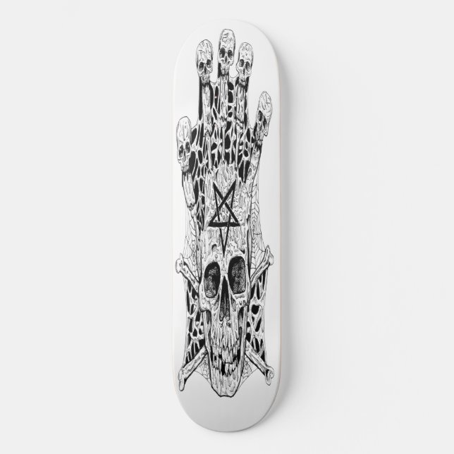 Skateboard Tinte Zeichnend Skull-Skate (Vorderseite)