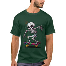Skateboard-Totenkopf Dark-Aesthetic-Gothic-T-Shirt