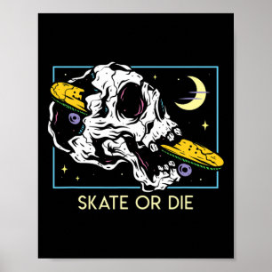 Skateboard-Totenkopf-Skateboardfahren Retro-Skater Poster