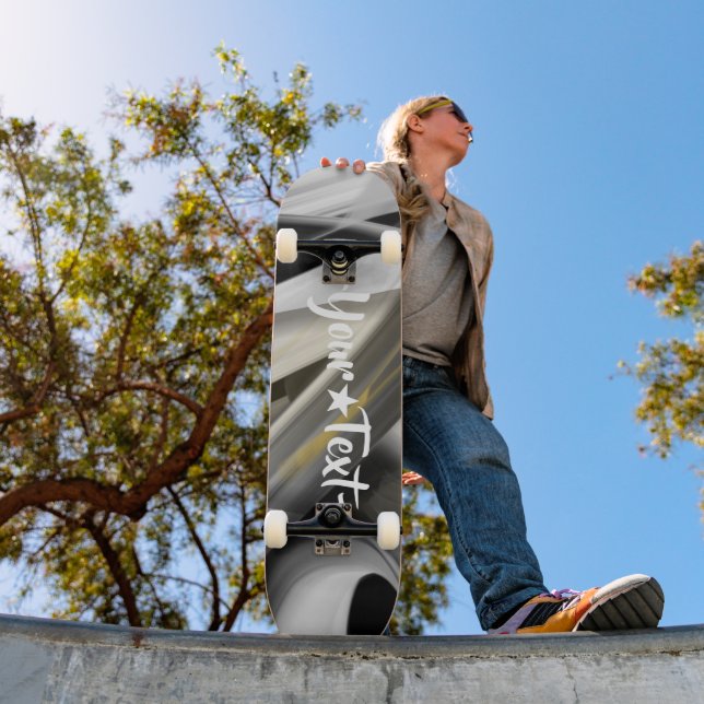 Skateboard Trend Abstrakt Art Schwarz-weiß Gold (Außenbereich 1)