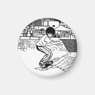 Skateboard-Tricks - Junger Skateboarder Magnet