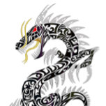 Skateboard Twin Tribal Dragon<br><div class="desc">Twin Tribal Dragon auf goldfarbenen Boden! Dieser Tattoodrache verdoppelt sich mit roten Augen Silbertalons! Funktionelle Kunst oder Wall Art für jeden Raum jung oder alt! Hinweis ist kein echtes Goldblatt in diesem Produkt.</div>