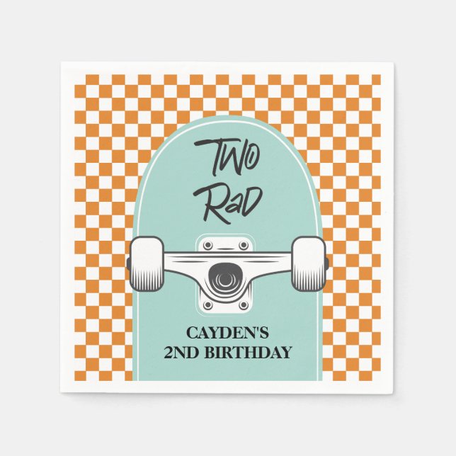 Skateboard Two Rad 2. Geburtstag Serviette (Vorderseite)
