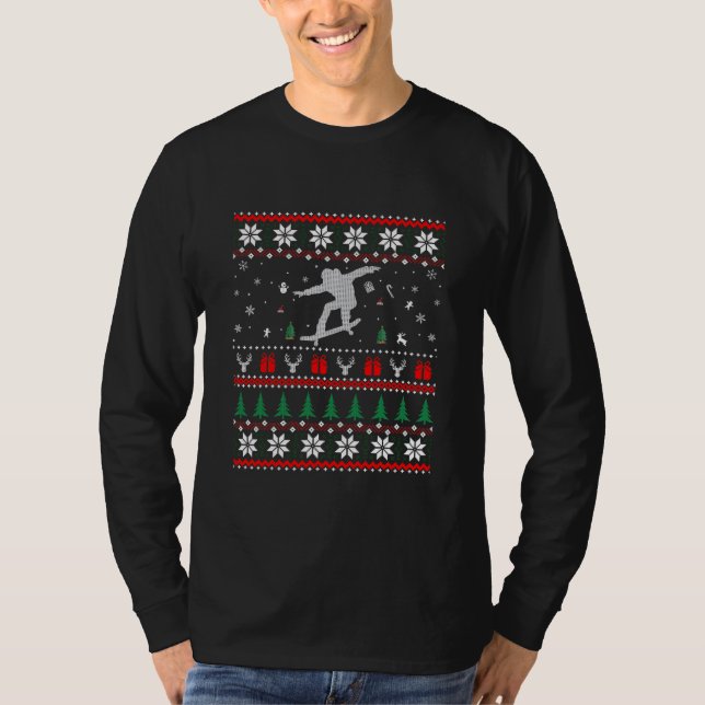Skateboard Ugly Christmas Sweater  T-Shirt (Vorderseite)