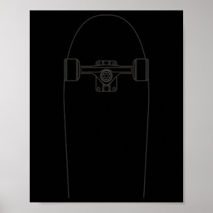 Skateboard-Umriss - Skater beim Skateboardfahren V Poster