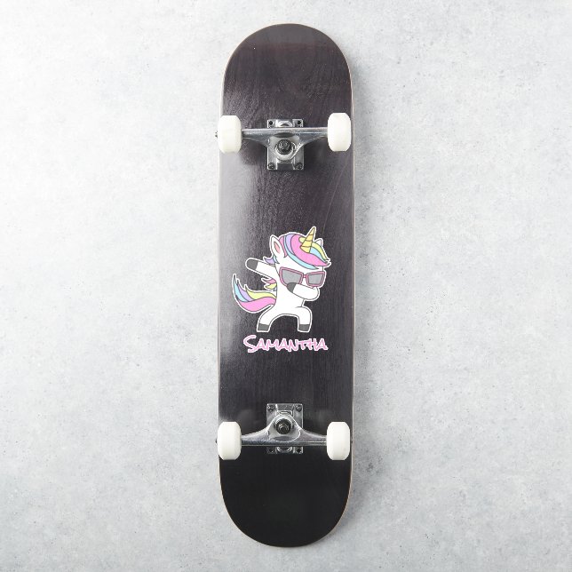 Skateboard Unicorn Cooler Regenbogen Aufkleber (Skateboard)