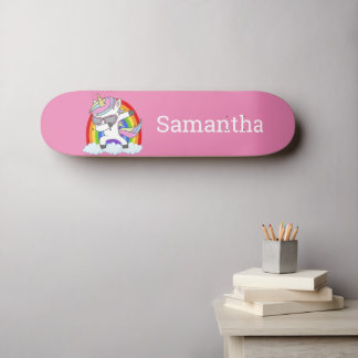Skateboard Unicorn Rainbow Glitzer Glitzern.