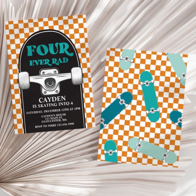Skateboard Vier mal Krass 4. Geburtstag Einladung (Von Creator hochgeladen)