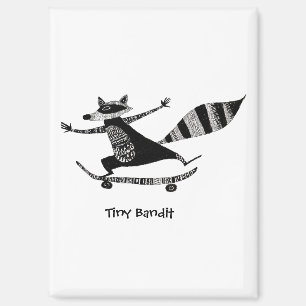 Skateboard-Waschbär – Fantasievoller Waschbär Magnet