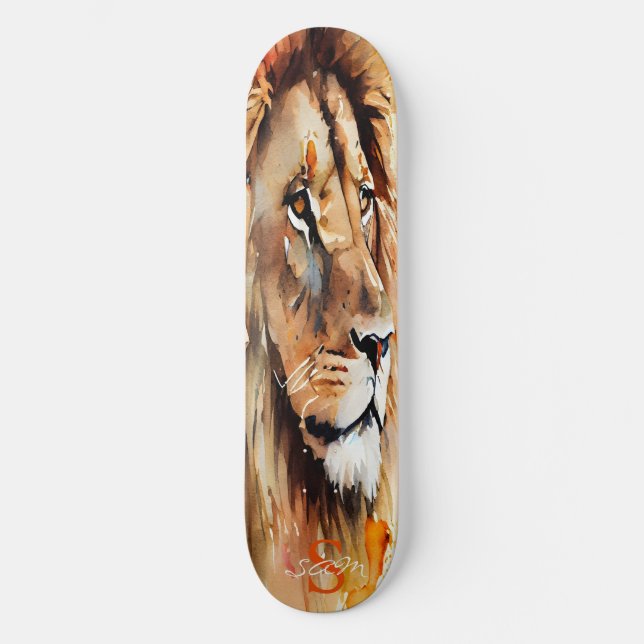 Skateboard Wasserfarbe Golden Lion King (Vorderseite)