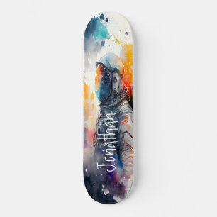 Skateboard Wasserfarbenmoon Astronaut