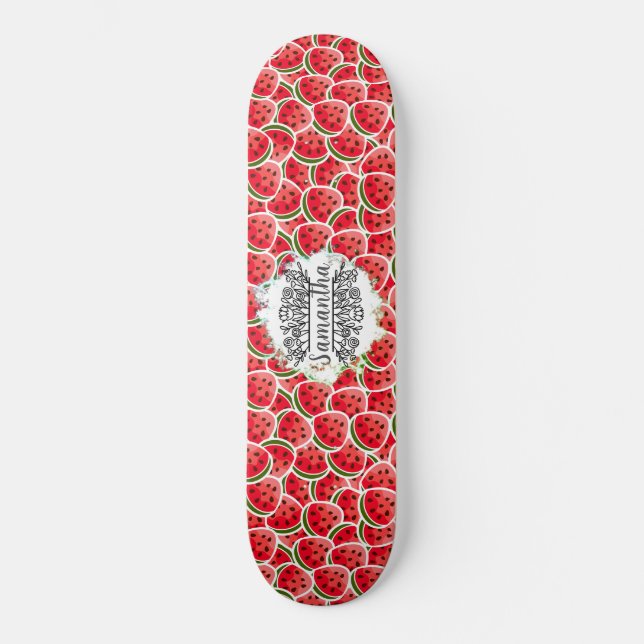 Skateboard Watermelon Wasserfarben Rosa (Vorderseite)