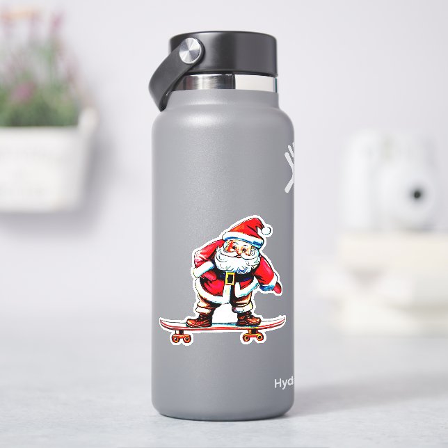 Skateboard Weihnachten 4" Kiss Cut Vinyl Aufkleber (HydroFlask)